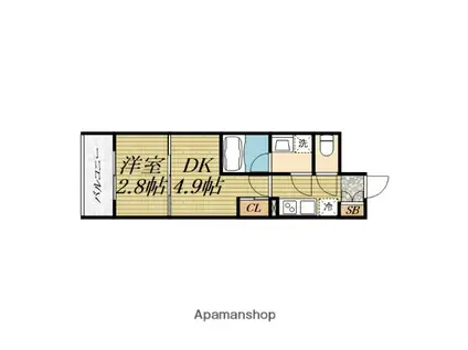 METROSA谷町六丁目ノース(2K/5階)の間取り写真