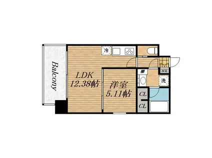 プレジオ阿波座(1LDK/2階)の間取り写真