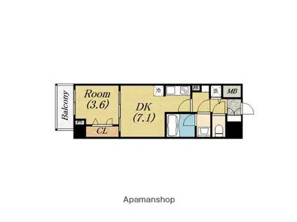ライフフィールドなにわ本町RUELLE(1DK/5階)の間取り写真