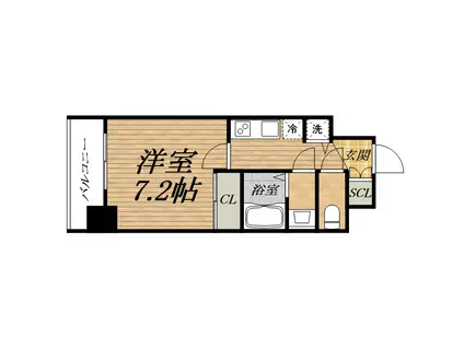 ADVANCE OSAKAJO BELLEZZA(1K/14階)の間取り写真