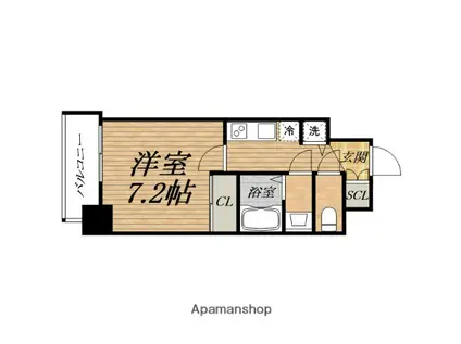 アドバンス大阪城ベレッツァ(1K/9階)の間取り写真