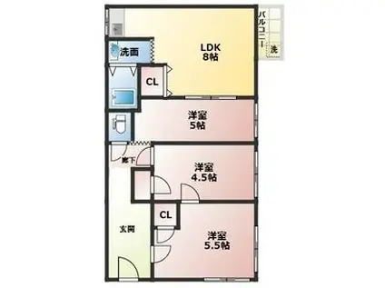 イスタ守口(3LDK/2階)の間取り写真