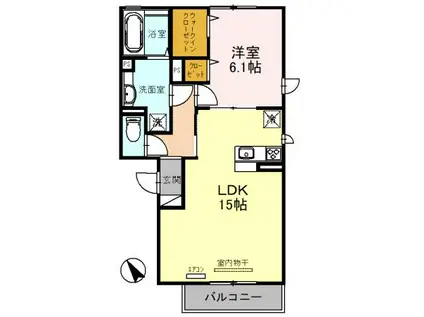 ビュー大久保(1LDK/2階)の間取り写真