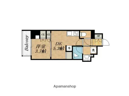 クレストコート堂島(1DK/11階)の間取り写真