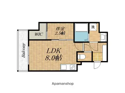 KRYSTAL FIMETH 2番館(1LDK/6階)の間取り写真