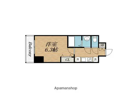 ソルテラス本庄西クレアスト(1K/6階)の間取り写真