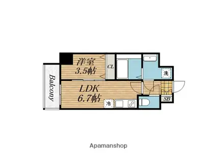 ソルテラス本庄西クレアスト(1DK/3階)の間取り写真