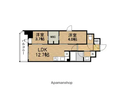 COMFORIA LIV博労町一丁目Q(2LDK/14階)の間取り写真