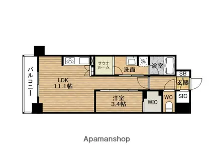 COMFORIA LIV博労町一丁目Q(1LDK/14階)の間取り写真