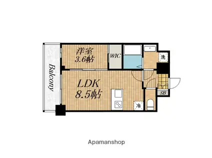 プレサンス九条グランデリーヴ(1LDK/14階)の間取り写真