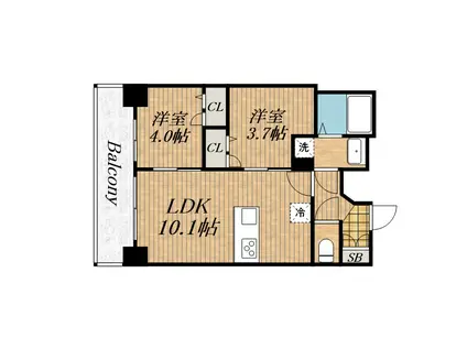 プレサンス九条グランデリーヴ(2LDK/11階)の間取り写真