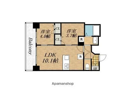 プレサンス九条グランデリーヴ(2LDK/12階)の間取り写真