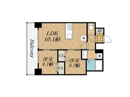 プレサンス九条グランデリーヴ(2LDK/13階)の間取り写真