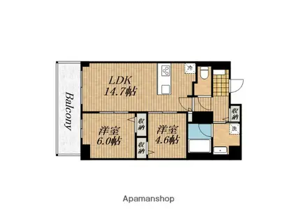 サンエール南堀江(2LDK/6階)の間取り写真