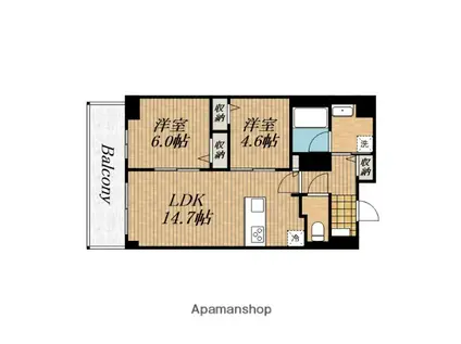 サンエール南堀江(2LDK/6階)の間取り写真