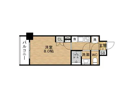 ザ・パークハビオ谷町六丁目テラス(1K/4階)の間取り写真