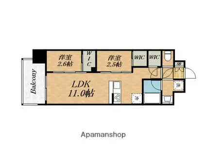 COMFORIA LIV淡路町一丁目(2LDK/3階)の間取り写真