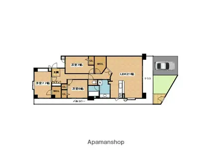 エールグラン千里丘オープンヒルズ(3SLDK/1階)の間取り写真