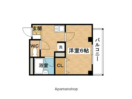 エスパシオ・コモド(1K/2階)の間取り写真