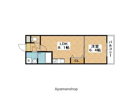 フジパレス吹田サウス(1LDK/2階)の間取り写真