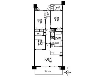 イニシア箕面小野原(3LDK/4階)の間取り写真