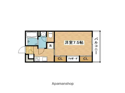 リブリ・オズヴィーク(1K/3階)の間取り写真