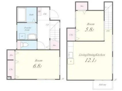 黒川レジデンス(2LDK/1階)の間取り写真