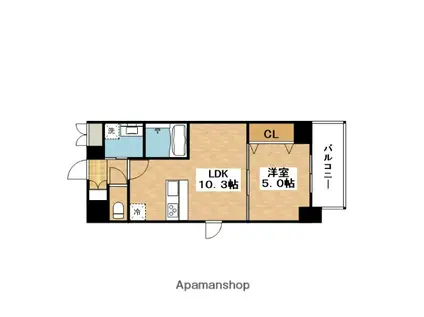 ラ ペーシュ KINO(1LDK/2階)の間取り写真