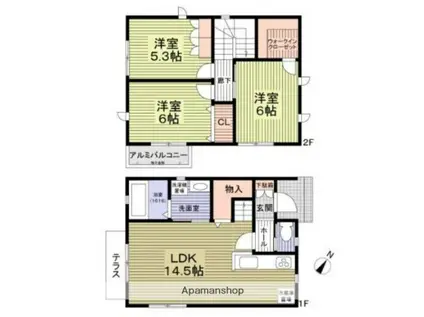 阪急電鉄京都線 正雀駅 徒歩15分 2階建 築9年(3LDK)の間取り写真