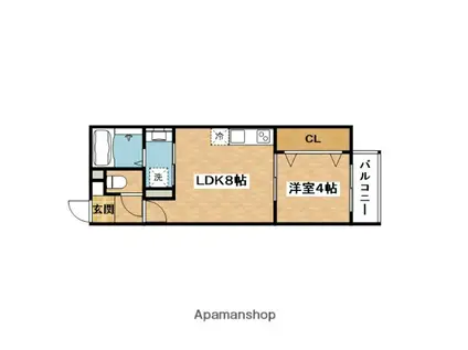 HARU千里山東(1LDK/2階)の間取り写真