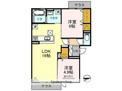 NORD LIVRE(2LDK/1階)の間取り写真