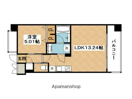 プレジオ東三国(1LDK/3階)の間取り写真