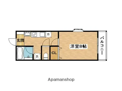 エルデン緑地(1K/2階)の間取り写真