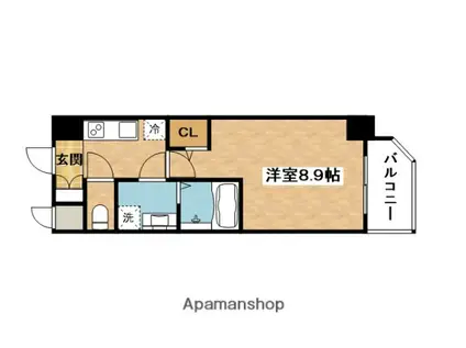 ファーストフィオーレ北大阪リアン(1K/9階)の間取り写真