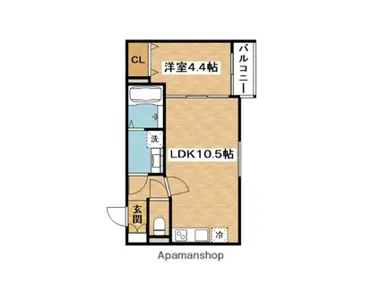 BELAIR TOYOTSU(1LDK/1階)の間取り写真