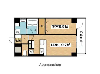 ハピネスガーデン新大阪(1LDK/4階)の間取り写真