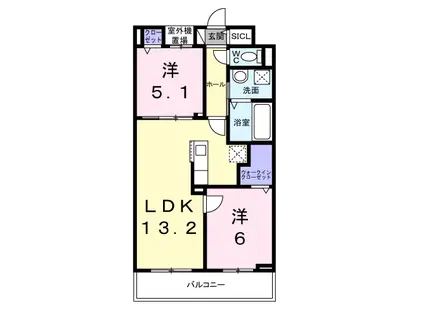 ブリーヴィアコート(2LDK/3階)の間取り写真