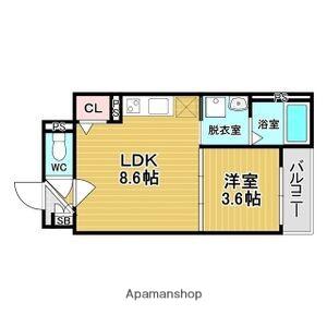 グリッター上新庄(1LDK/1階)の間取り写真