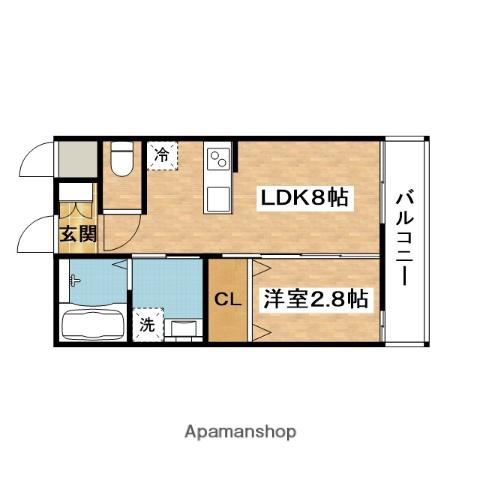 リアコート関大前Ⅱ(1LDK/2階)の間取り写真