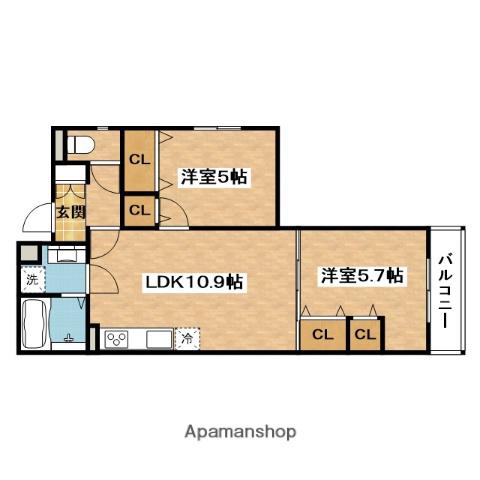 ピレーネ一津屋(2LDK/1階)の間取り写真