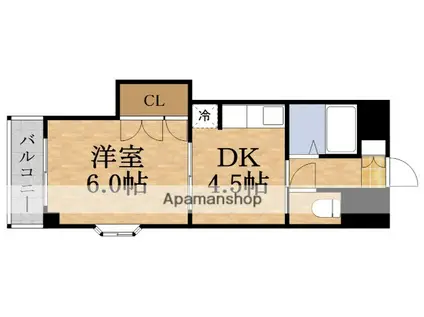 千林グランドハイツ北(1DK/6階)の間取り写真