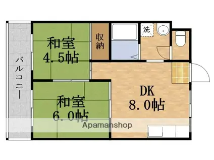 クリアポート福本(2DK/4階)の間取り写真