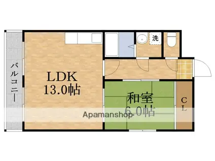 グレイスガーデン新森II号館(1LDK/2階)の間取り写真