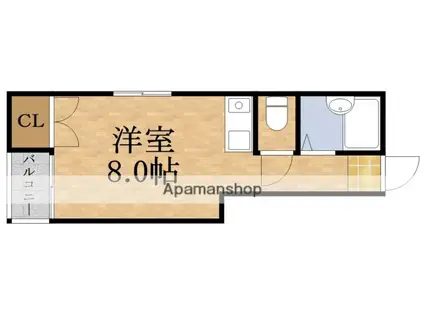 山村ハイツ2号館(ワンルーム/2階)の間取り写真