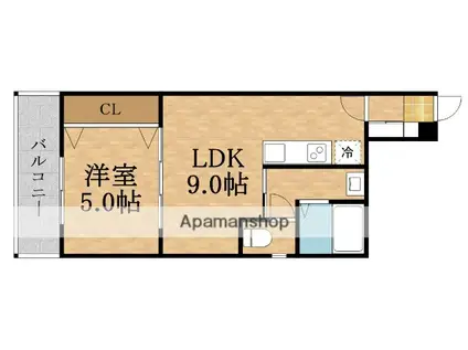 楓ハイツ(1LDK/3階)の間取り写真