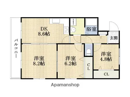 ボヌール関目(3DK/6階)の間取り写真