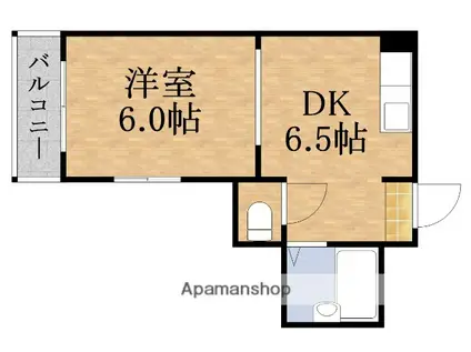 クリスタルコート26(1DK/2階)の間取り写真