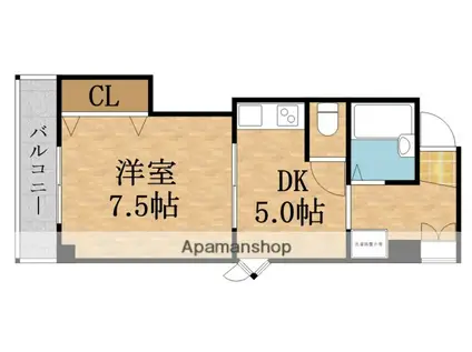 アメニティ・スエ(1DK/5階)の間取り写真