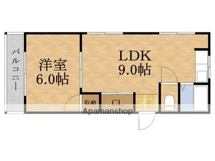 佐々木マンション(1LDK/3階)の間取り写真