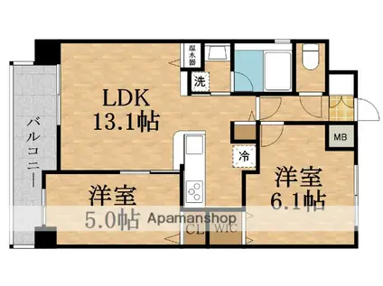 グラマシー京橋(2LDK/14階)の間取り写真